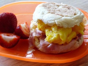 ham egg and cheese english muffins - rachael ray recipe