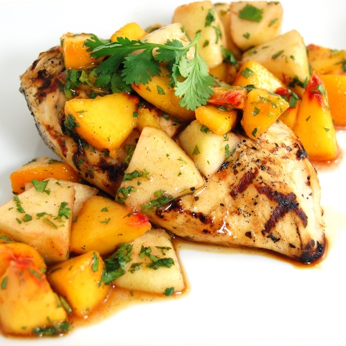 grilled chicken with peach and apple salsa - wolfgang puck recipe