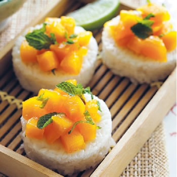 mango with coconut sushi rice - alain ducasse recipe